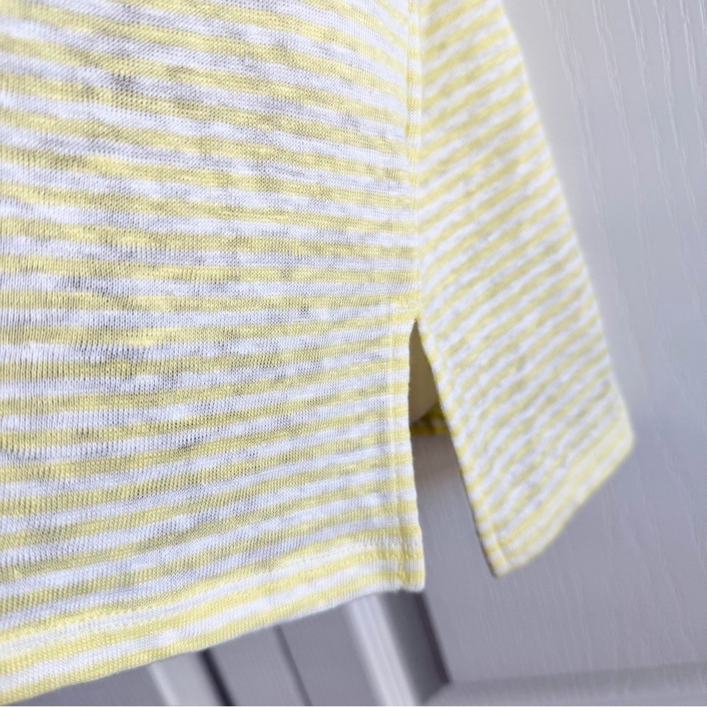 Chico’s Linen Stripe Drop Shoulder 3/4 Sleeve Top 3 - Picture 4 of 9
